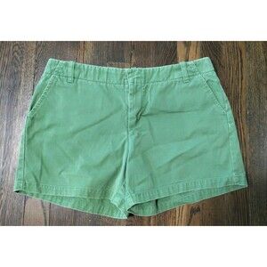 J.Crew Shorts Women's Size 8 Green Chino Khaki Vintage Cotton Blend Flat Front